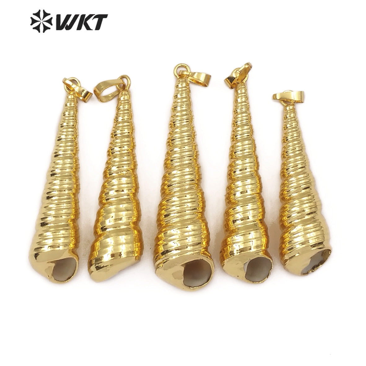 WT-JP118 Fashion Pendant Jewelry for Women Shell Necklace Full Gold Dipped Long Conch Pendant Trumpet Shell Pendant