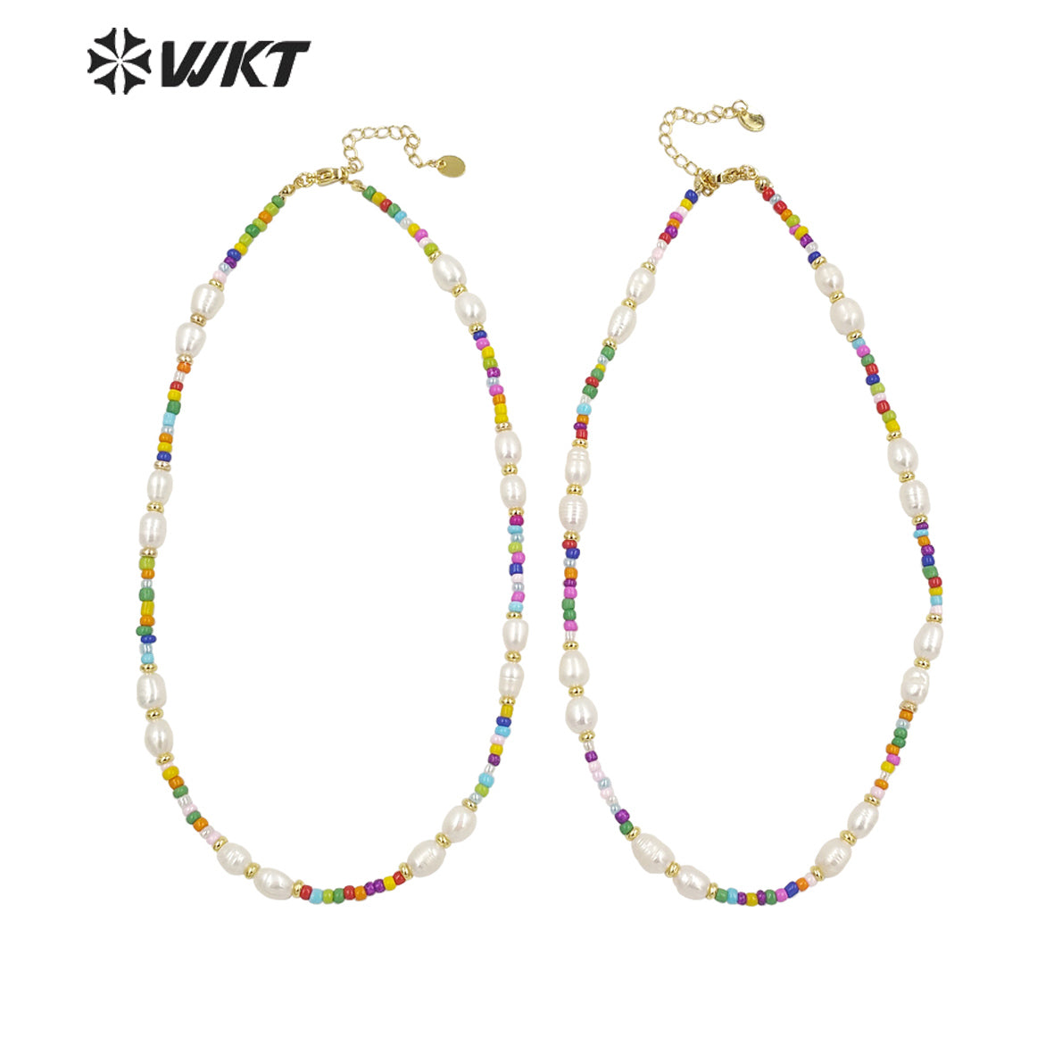WT-JN198 Elegant Fashion Handmade Strand Beads Pearl Necklace Office Style Chic Colorful Tiny Beads Necklace