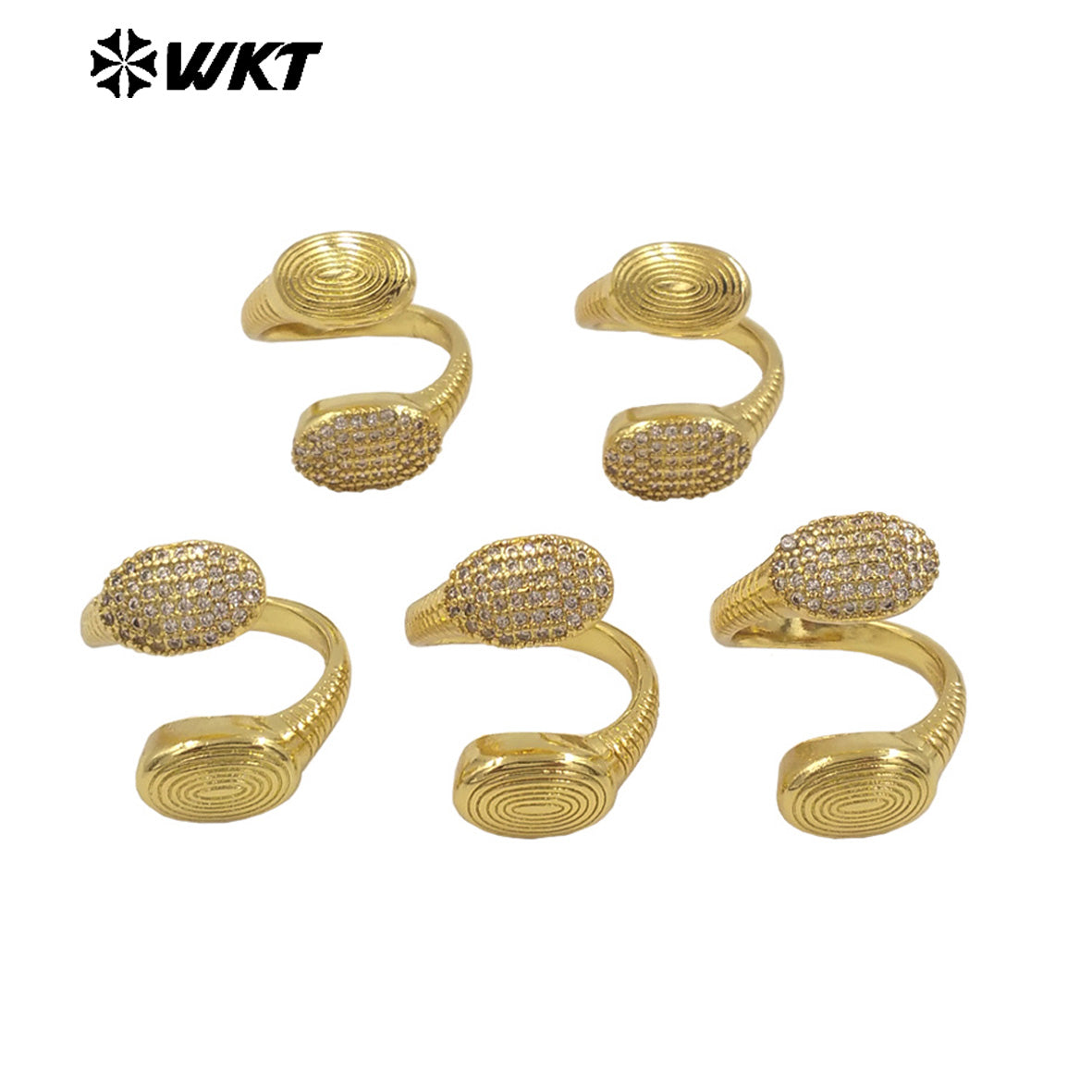 WT-MR032 Wholesale Fashion Gold Plated Resist Tarnishable Cross Unique Micropave Cubic Zircon Anniversary Ring
