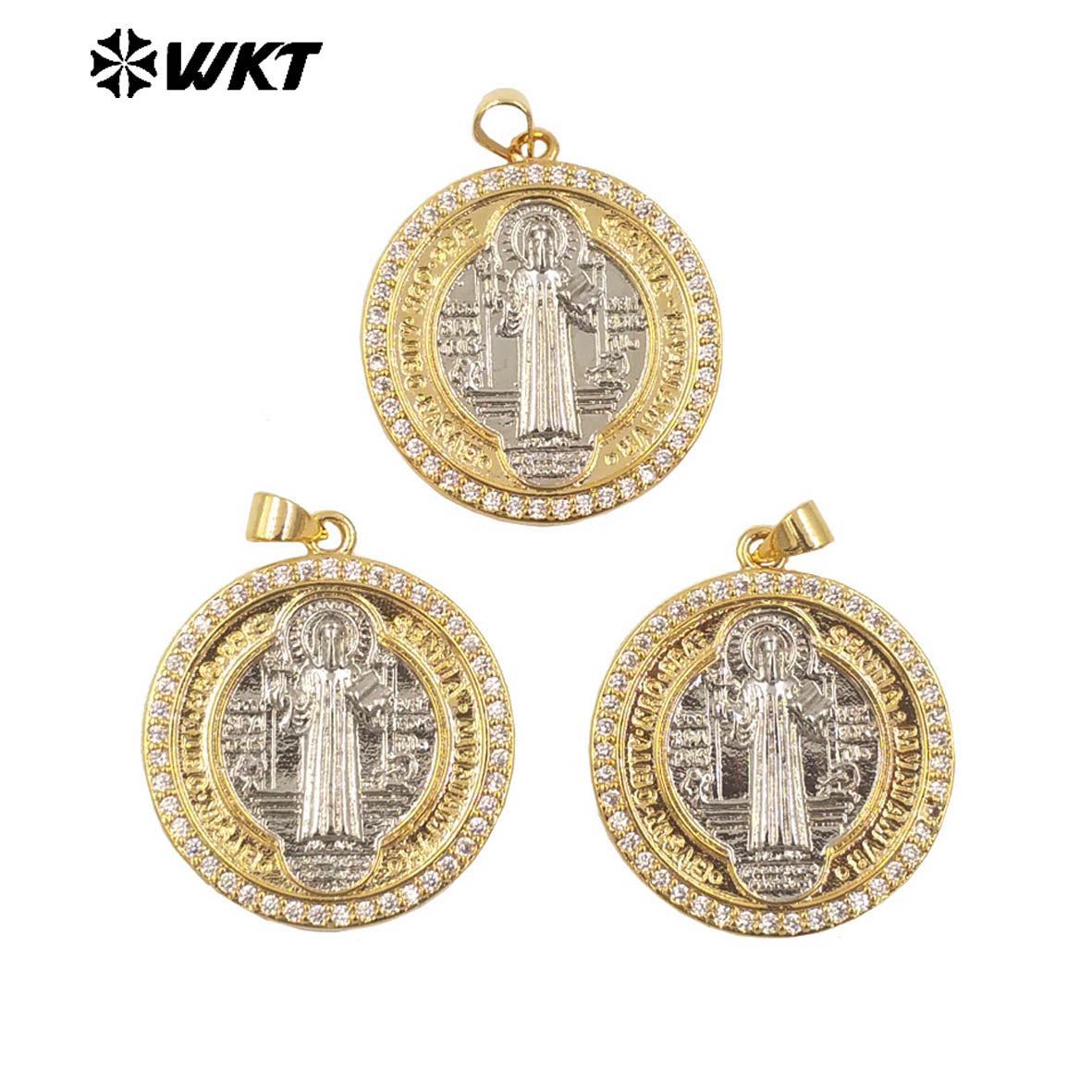 WT-MP289 Amazing New Religious Gold Electroplated St Benedict Medal Pendants for Jewelry Necklace