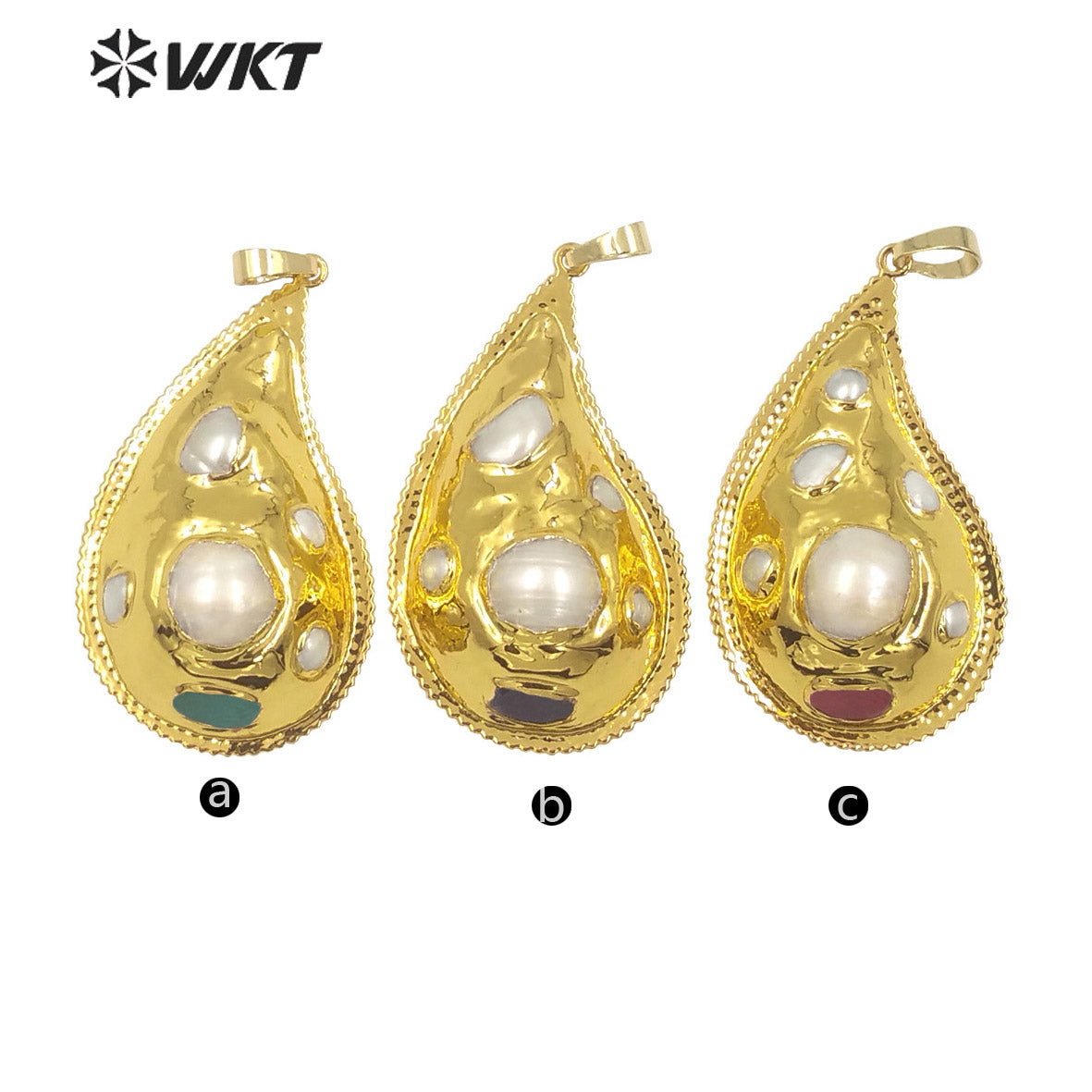 WT-JN263 New Unique Trumpet Shape Natural Freshwater Pearl and Stone Setting Handmade Pendant Necklace for Friend Gift Jewelry