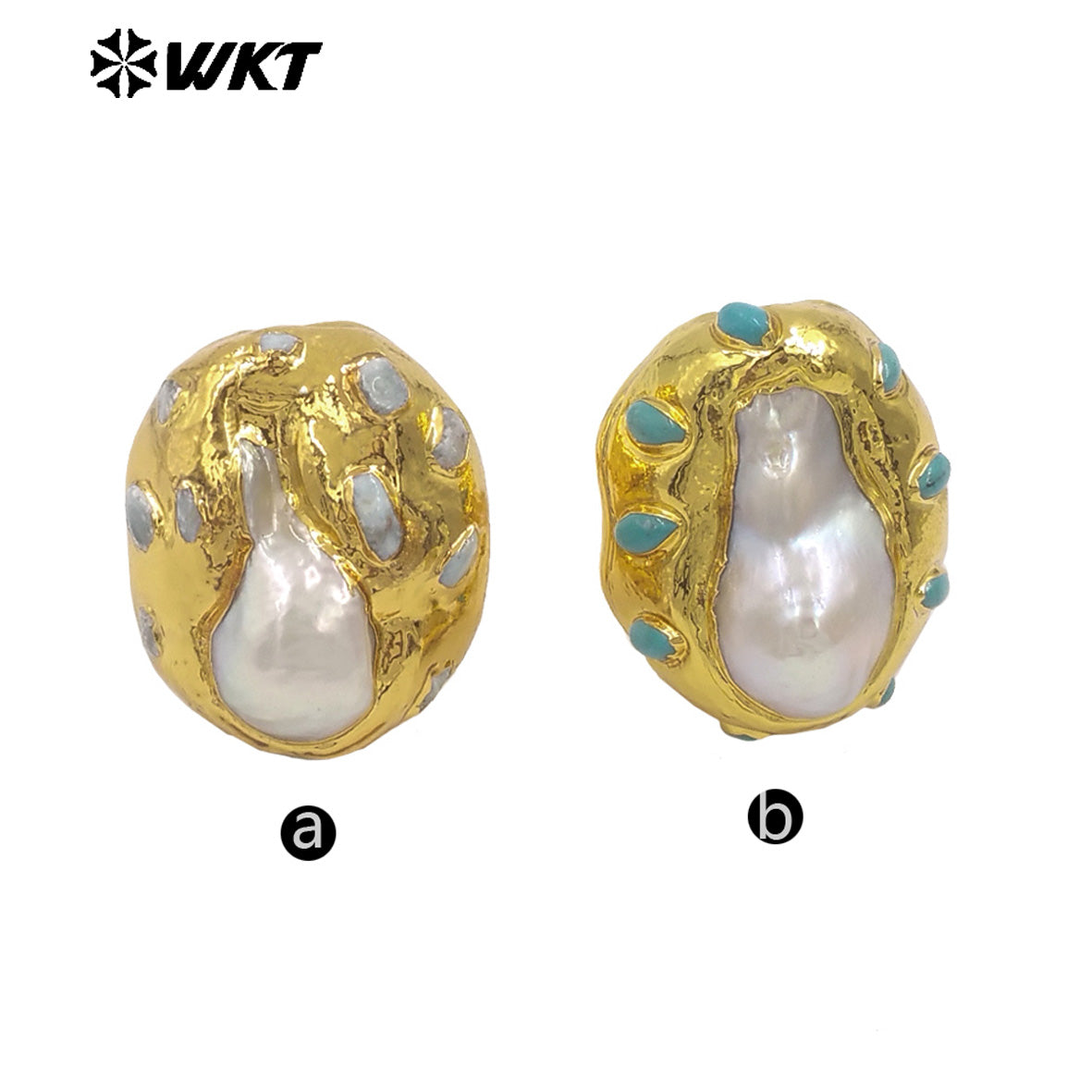 WT-MPR140 High Quality Luxury 18K Gold Plated Big Natural Baroque Pearl Rings For Ladies Elegant Wedding Jewelry Gift