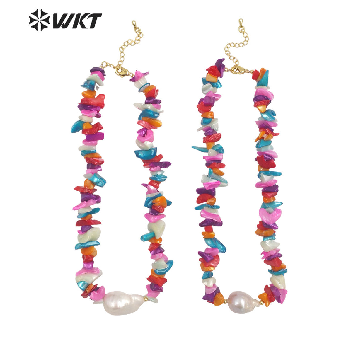 WT-JN183 Wholesale Fashion Populared Vintage Irregular Shell Beads Baroque Pearl Necklace Women Hand Strand Beads Shell Necklace