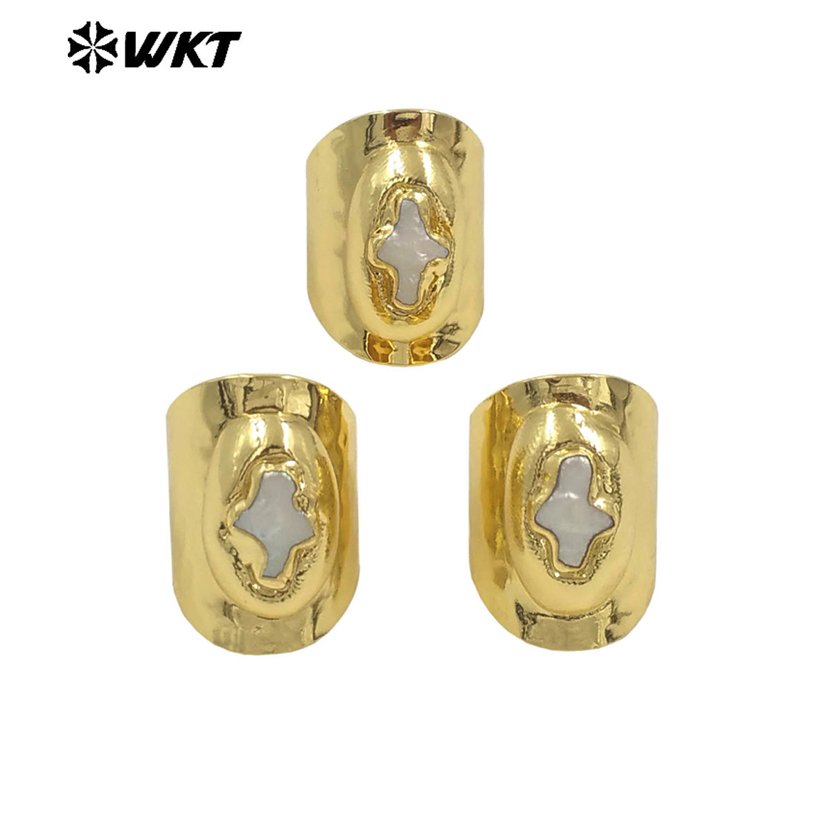 WT-MPR121 Explosive Models Fashion 18K Gold Plated Freshwater Pearl Cross With Large Adjustable Ring for Both Men and Women
