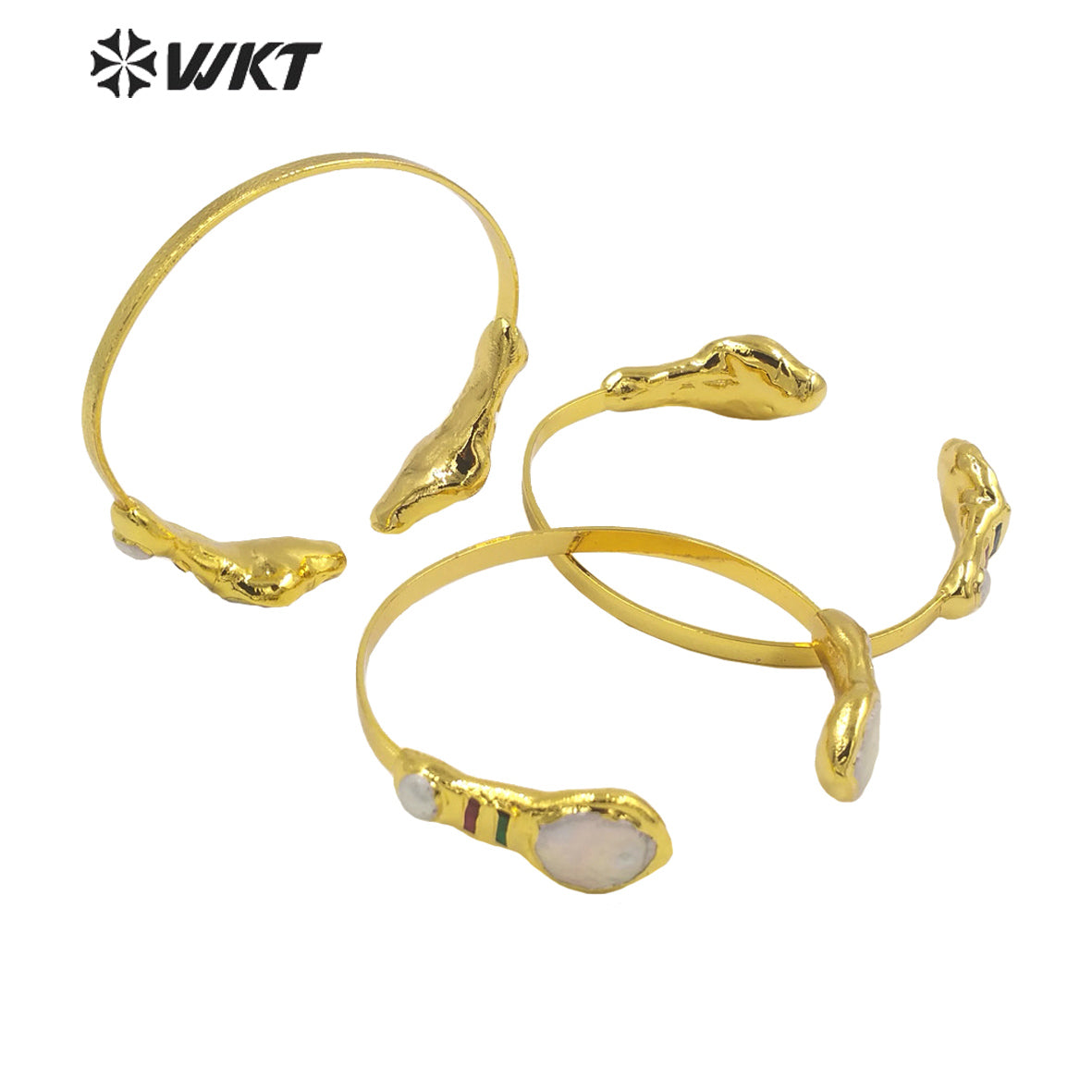 WT-MPB076 Fashion Freshwater Pearl Bangle 18k Real Gold Plated Double Pearl Gorgeous Delicate Women Bangle in Adjustable