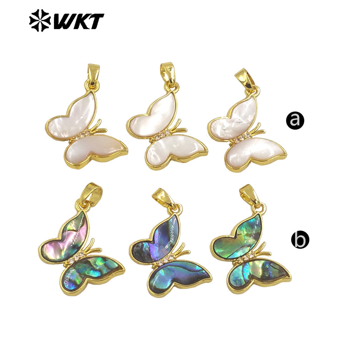 WT-JP381 Wholesale New Coming High Quality Natural Shell Butterfly Pendant With 18k Gold Plated for Women Daily Decoration