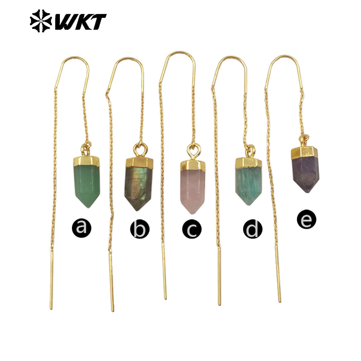 WT-E786 High Quality Delicate Gemstones Amethyst Stone With Gold Plated Geometric Hexagon Bullet Earrings Ladies Lovely Jewelry