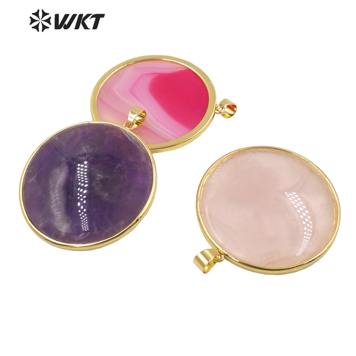 WT-P1798 Lovely Round Bohemia Pendant Color Stone 18k Real Gold Plated Ladies Jewelry Accessories Pendant Natural Stone Pendant