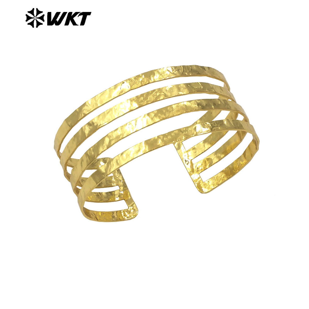 WT-B658 Wholesale Fashion Gold Plated Multi Layer Simple 18K Yellow Brass Metal Resist Tarnishable Big Bangle