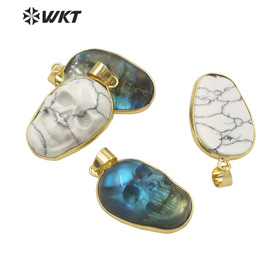 WT-P1749 Amazing Fashion Bright Hand Carved Natural Labradorite Skull Pendant Hot Loose Gemstone for Gift and Party so Nice