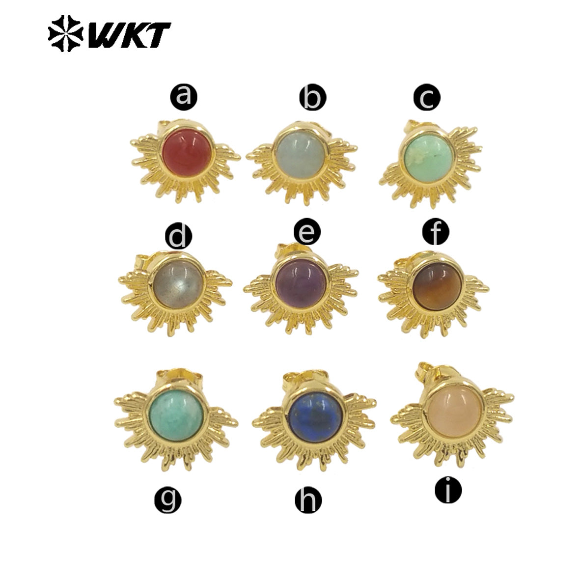 WT-E773 New Design Wholesale Natural Round Gemstone Multi-Colored Women's Earring Studs As Daily Jewelry and Birthday Gifts