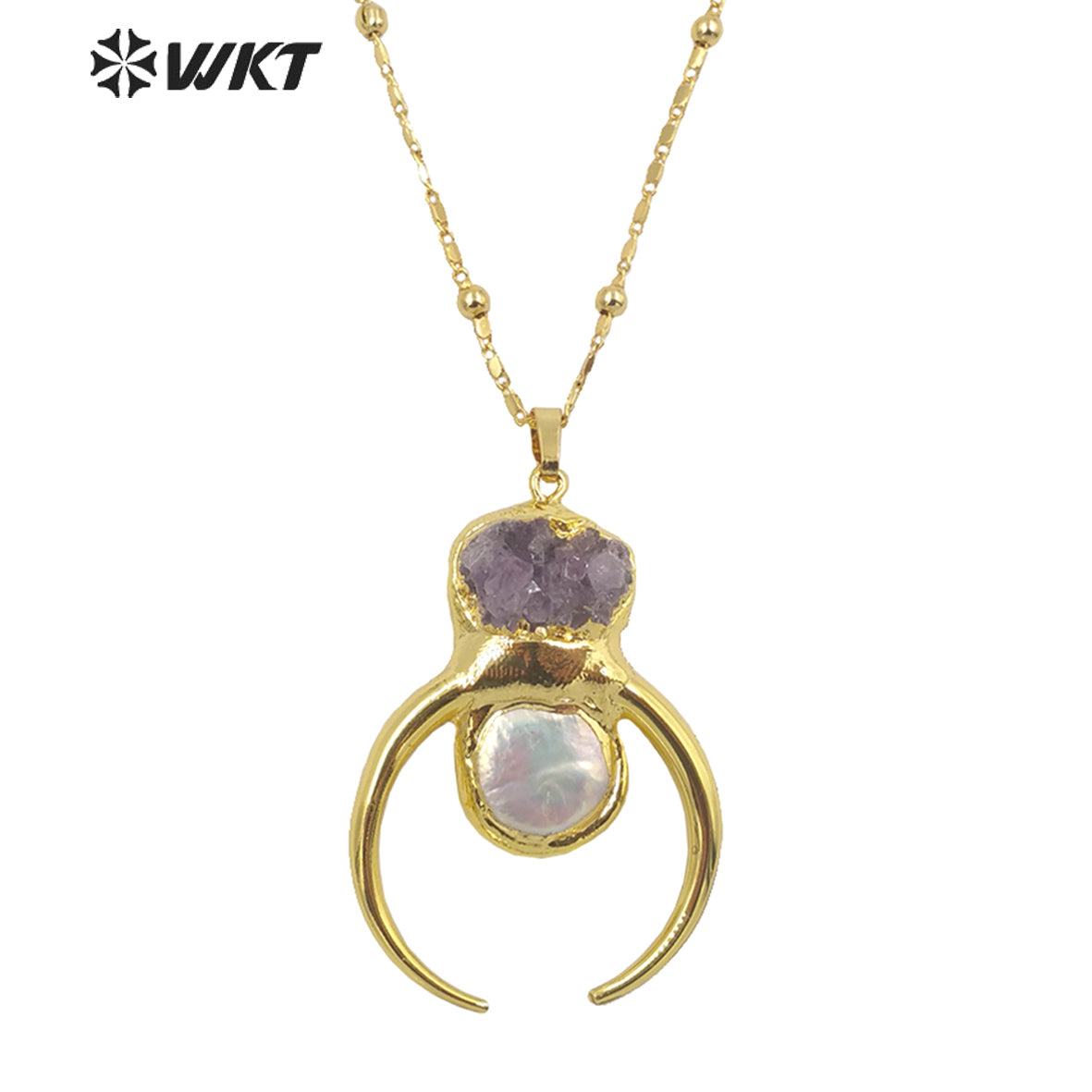 WT-N1323 Beautiful Fashion Amethyst Pearl Elegant and Fine Jewelry Necklace Very Suitable for Party so Nice As a Gift