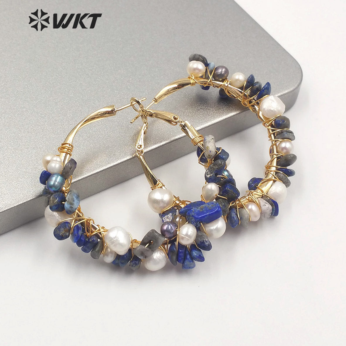 WT-E607 New Exclusive Design Gravel Stone Pearl Earring Multiple Color Selection Women Fashion Gravel Stone Earring