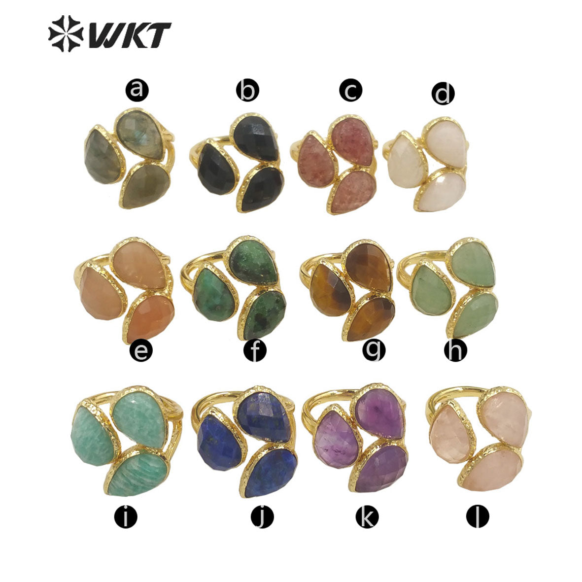 WT-R492 WKT Fashion Design Drop Shaped Gift for Women Colorful High Quality Gorgeous Natural Gemstone Stone Ring