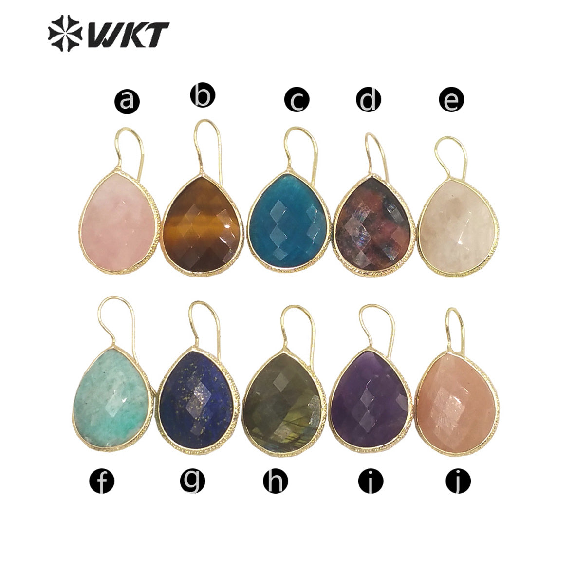 WT-E711 Amazing Newest Design Precious Natural Gemstone Waterdrop Earrings Fashion Gold Women Drop Hoop Earrings for Birthday