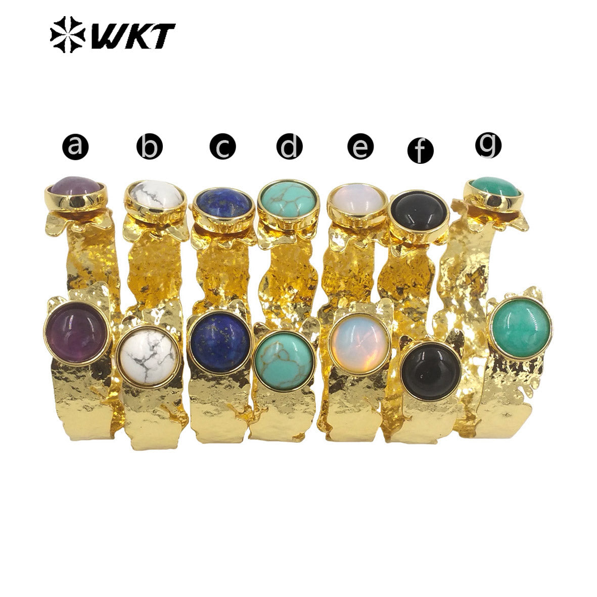 WT-B631 WKT New Handmade Lovely Trendy Gift for Women Lucky Bracelets C Shaped Natural Colorful Gemstone Opening Bracelets