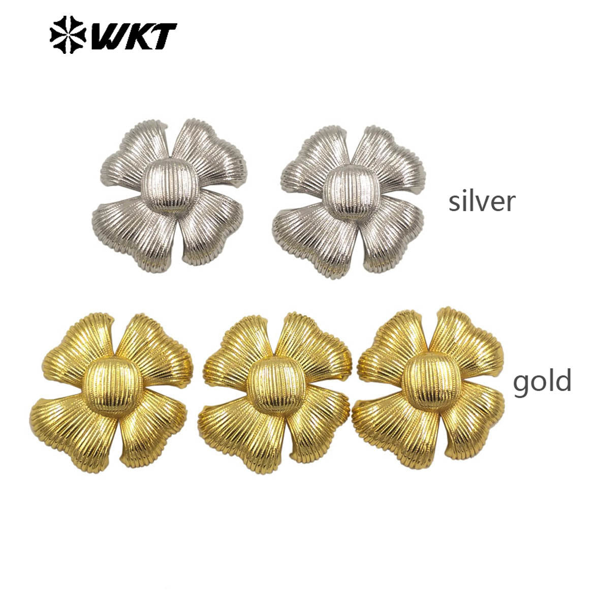 WT-JFE142 New Arrival 18K Gold Plated Yellow Brass Metal Flower Space Beads for Jewelry DIY Design Findings