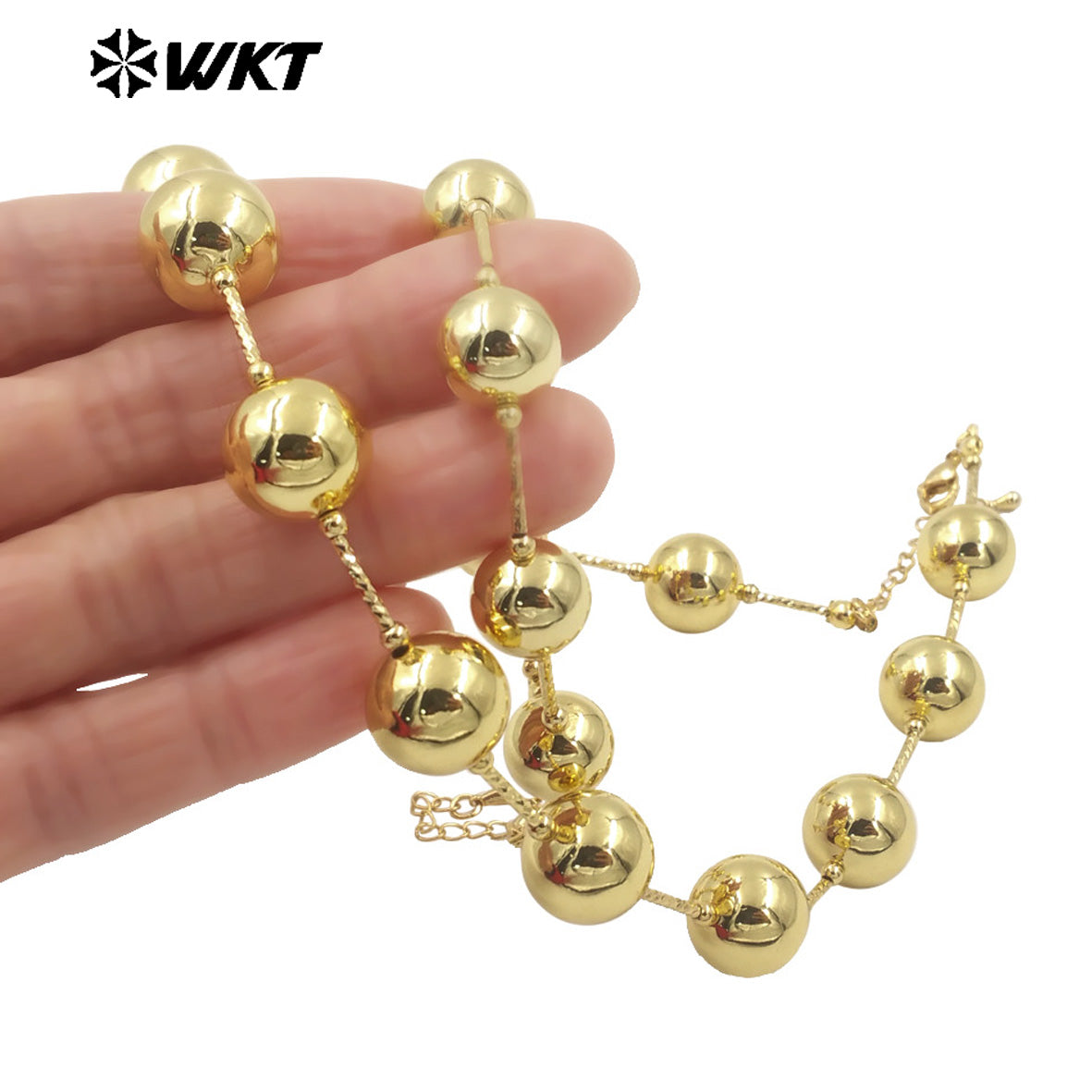 WT-JF350 Wholesale New Hand Craft Strand Round Brass Beads Connect Chain Bracelet for Women