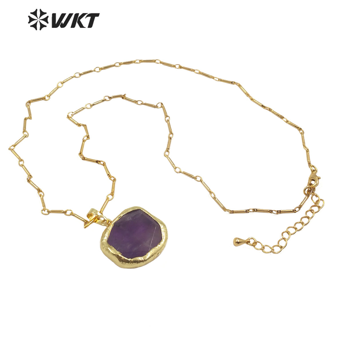 WT-N1184 Newest Natural Amethyst Pendant Necklace Amazonite Pendant Necklace Women Stylish Natural Strawberry Quartz Necklace