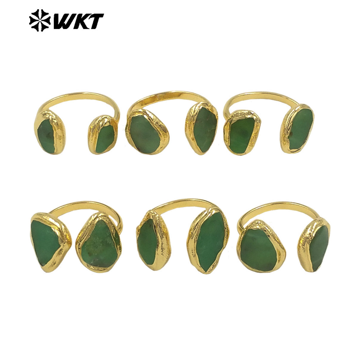 WT-R566 High Quality Simple Style Gold Plated Ring With Natural Australia Chrysoprase Stone Waterdrop Valentine's Gift for Her