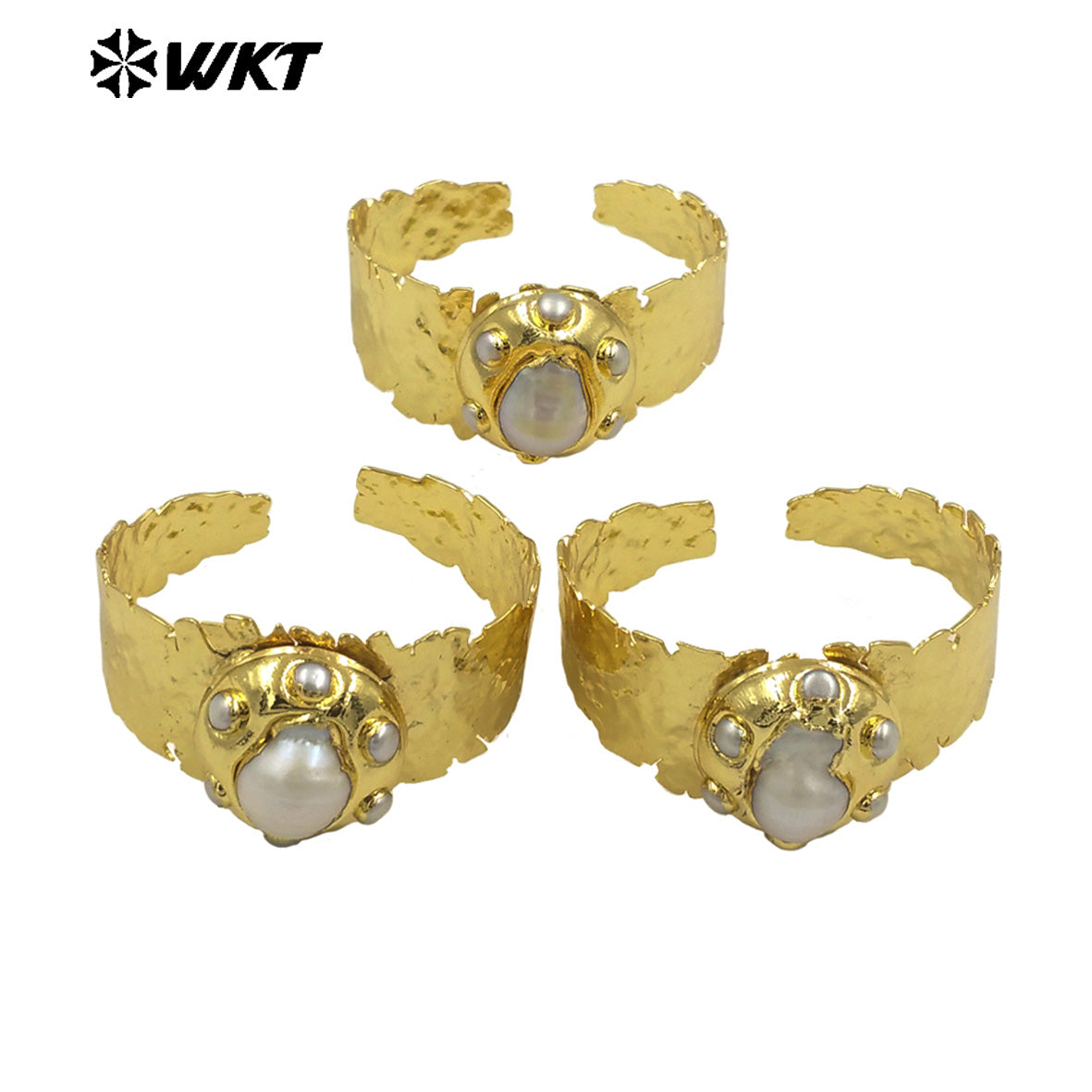 MPB122 Wholesale New Design Vintage Style Natural Big Baroque Pearl Cuff Bracelet Adjustable Size 18K Gold Plated Women Jewelry