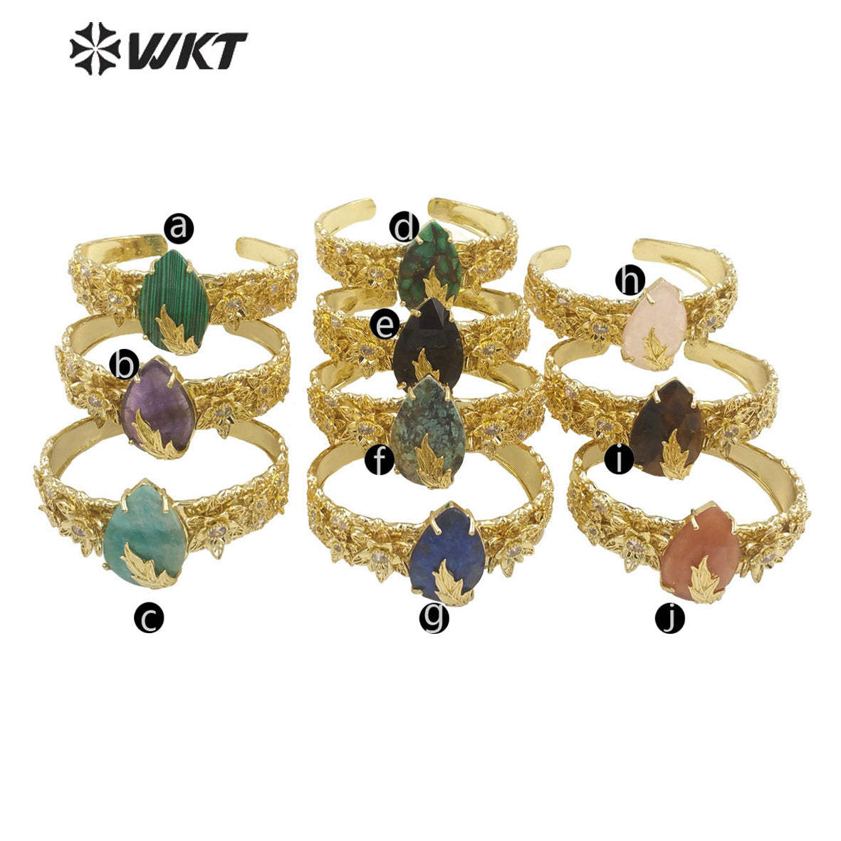 WT-B641 WKT Lovely Fashion Drop Design Trendy Gift for Women Gemstone C Shaped Natural Colorful Gemstone Bracelets