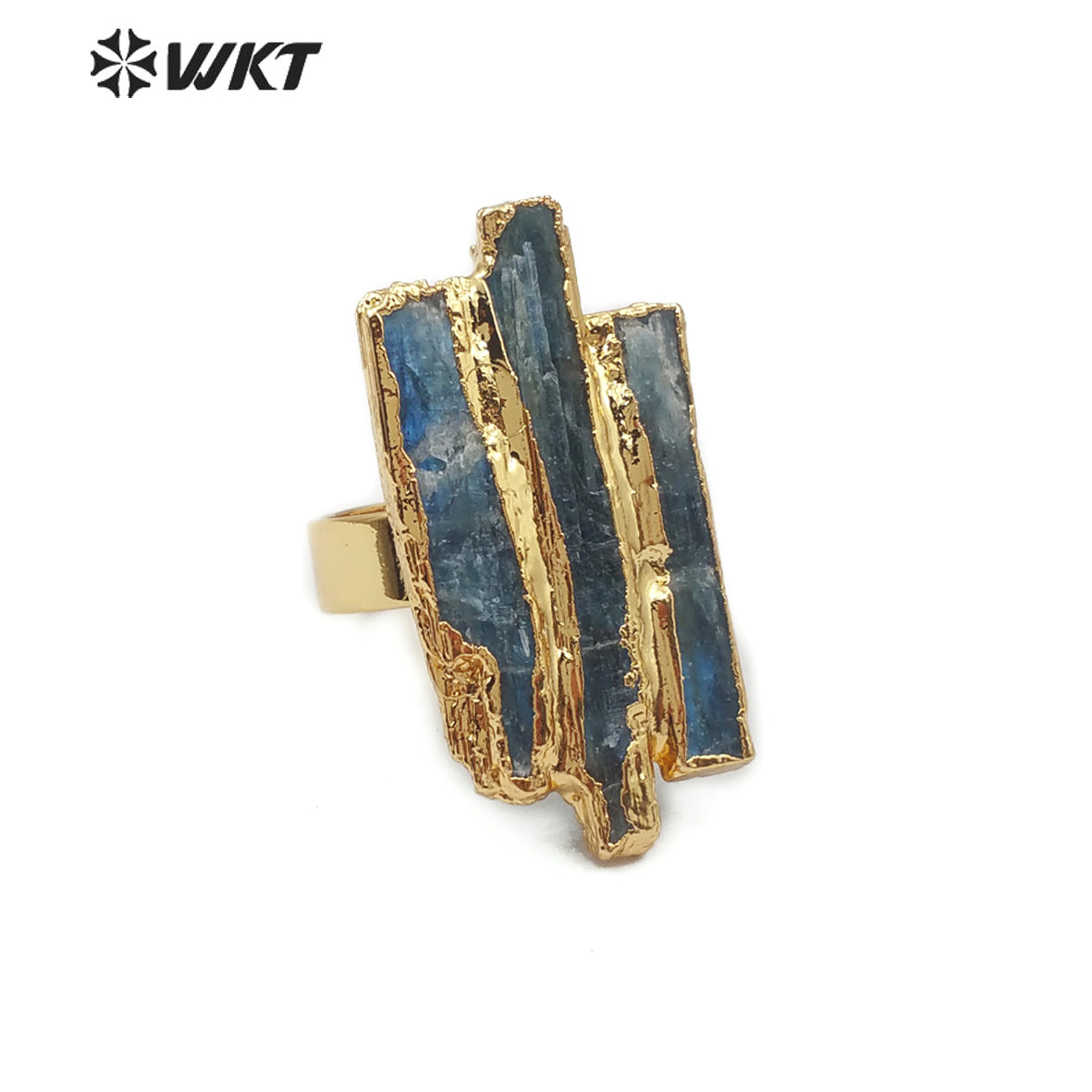 WT-R336 Wholesale High Quality Exclusive Custom in Electroplated Gold Adjustable Size for Kyanite Ring Natural Stone Jewellery