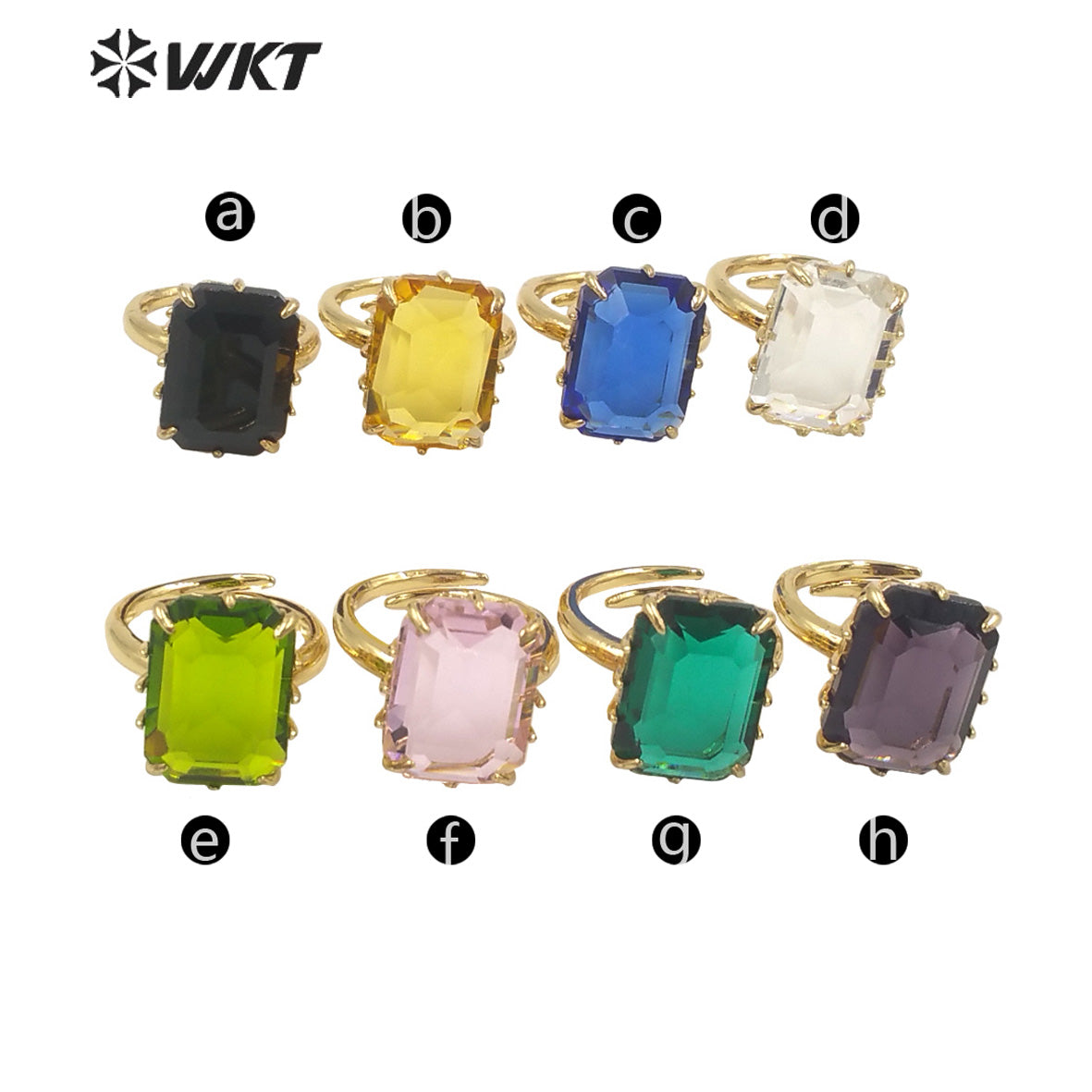 WT-R483 WKT Fashion Design Trendy Gift for Women Colorful High Quality Gorgeous Natural Crystal Stone Ring