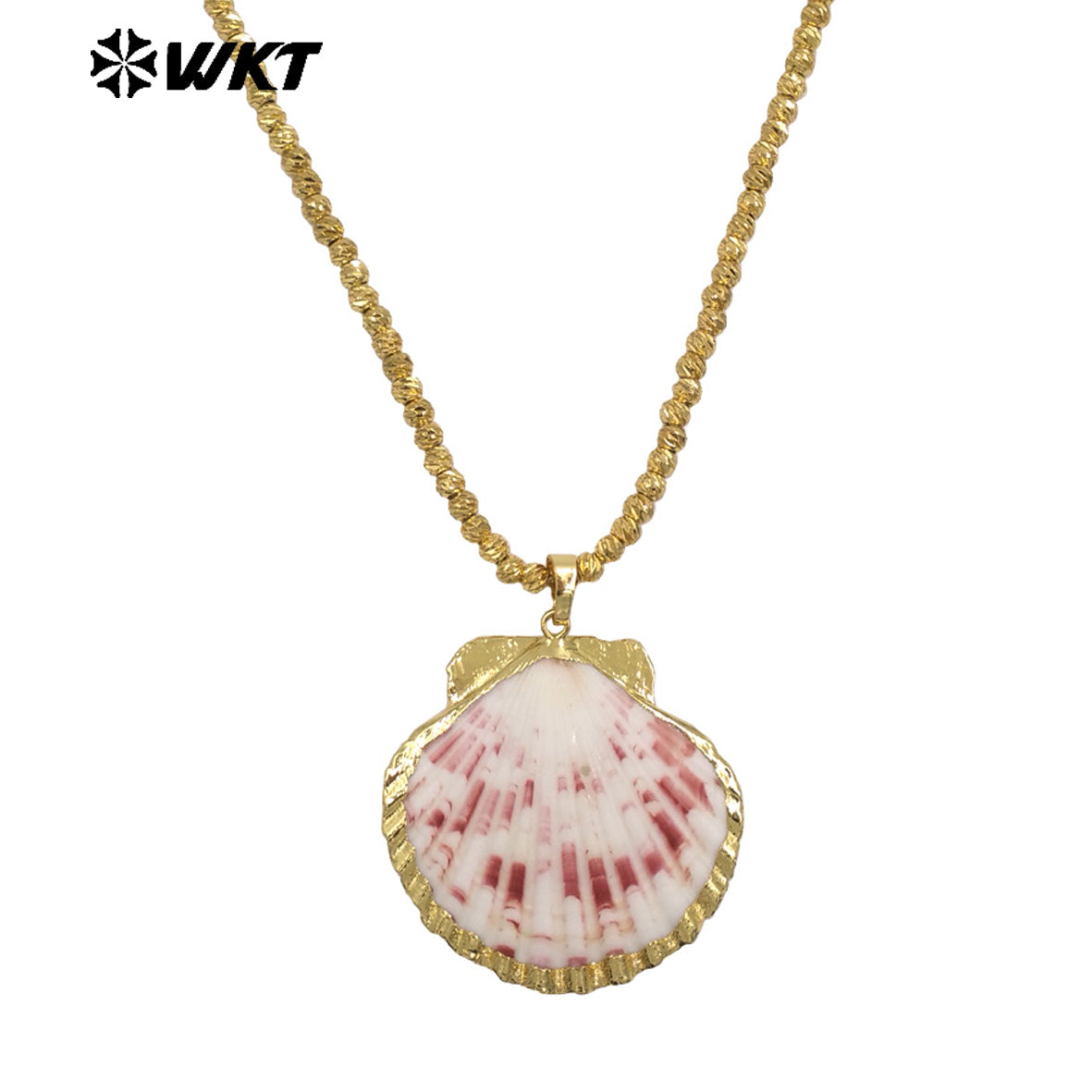 WT-JN341 Fashion Beach Vacation Style 18K Gold Plated Natural Scallop Shell Pendant Necklace For Women Beautiful Gifts