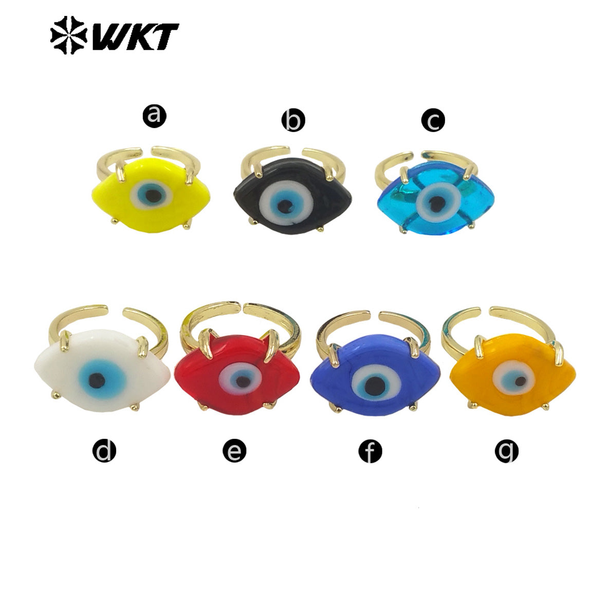 WT-MPR088 Wholesale Fashion Gold Claw Setting Resin Horse Eye Ring for Girl Healing Attractive Drop Oil Making