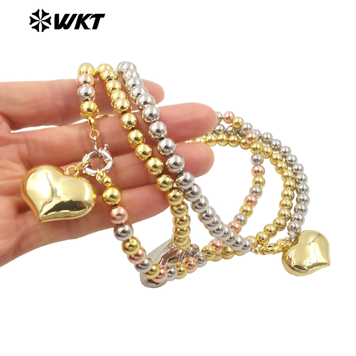 WT-JFN10 Amazing Lovely 8MM 18K Real Gold Plated Round Ball Beads 16 Inch Long Charm Pendant Necklace