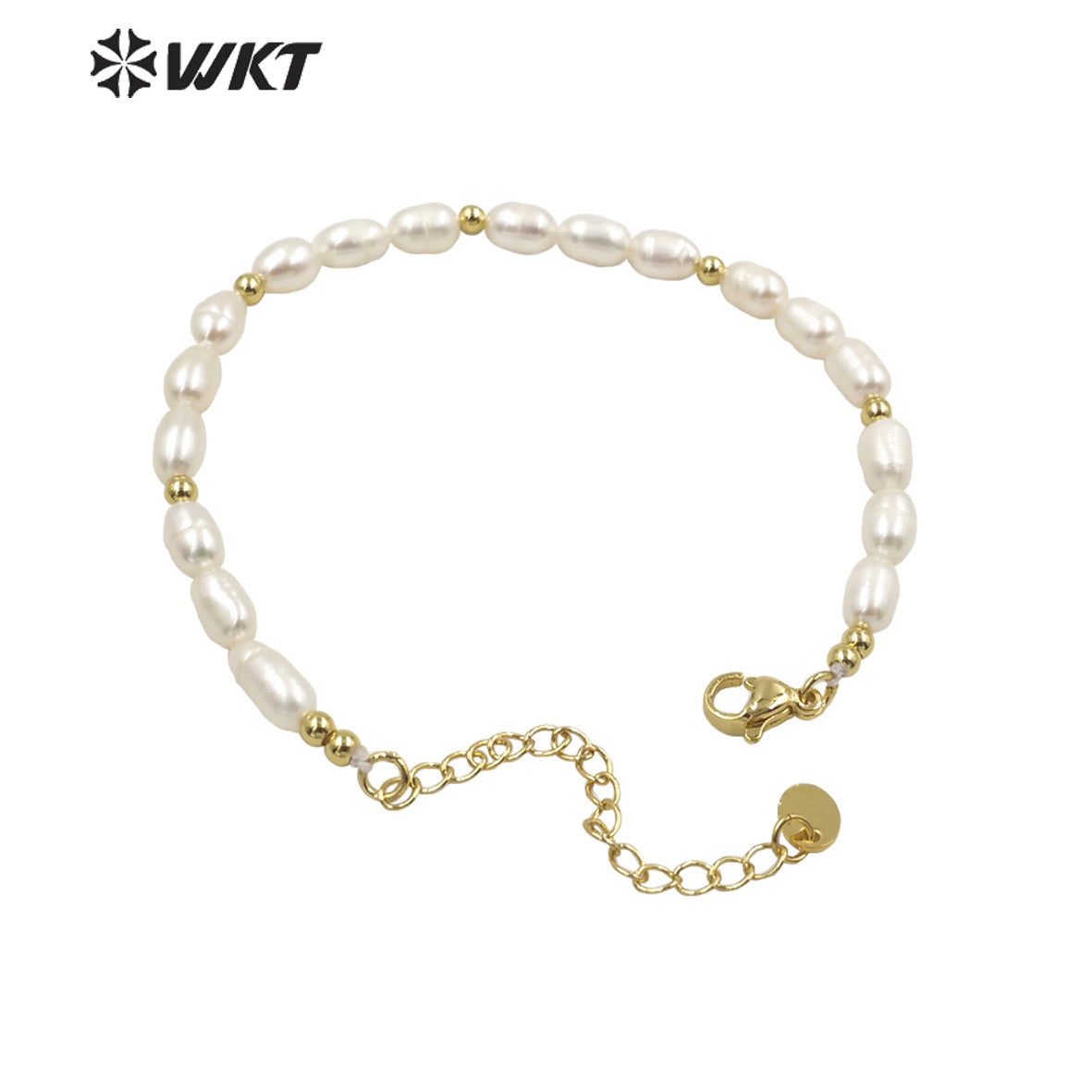 WT-MPB070 Wholesale New Design Precious Rice Shape Real Freshwater Pearl Bracelet with Extend Chain Women Bracelet for Wedding