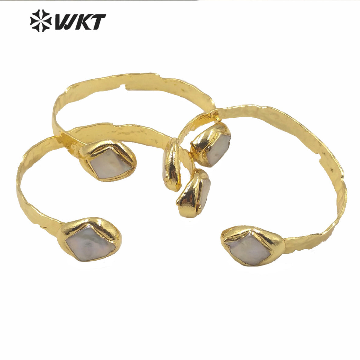 MPB021 WKT Exclusive Double Pearl Gold Bangle 2020 New Popular Adjustable Size Pearl Cuff Bangle Fashion Women Party Bangle