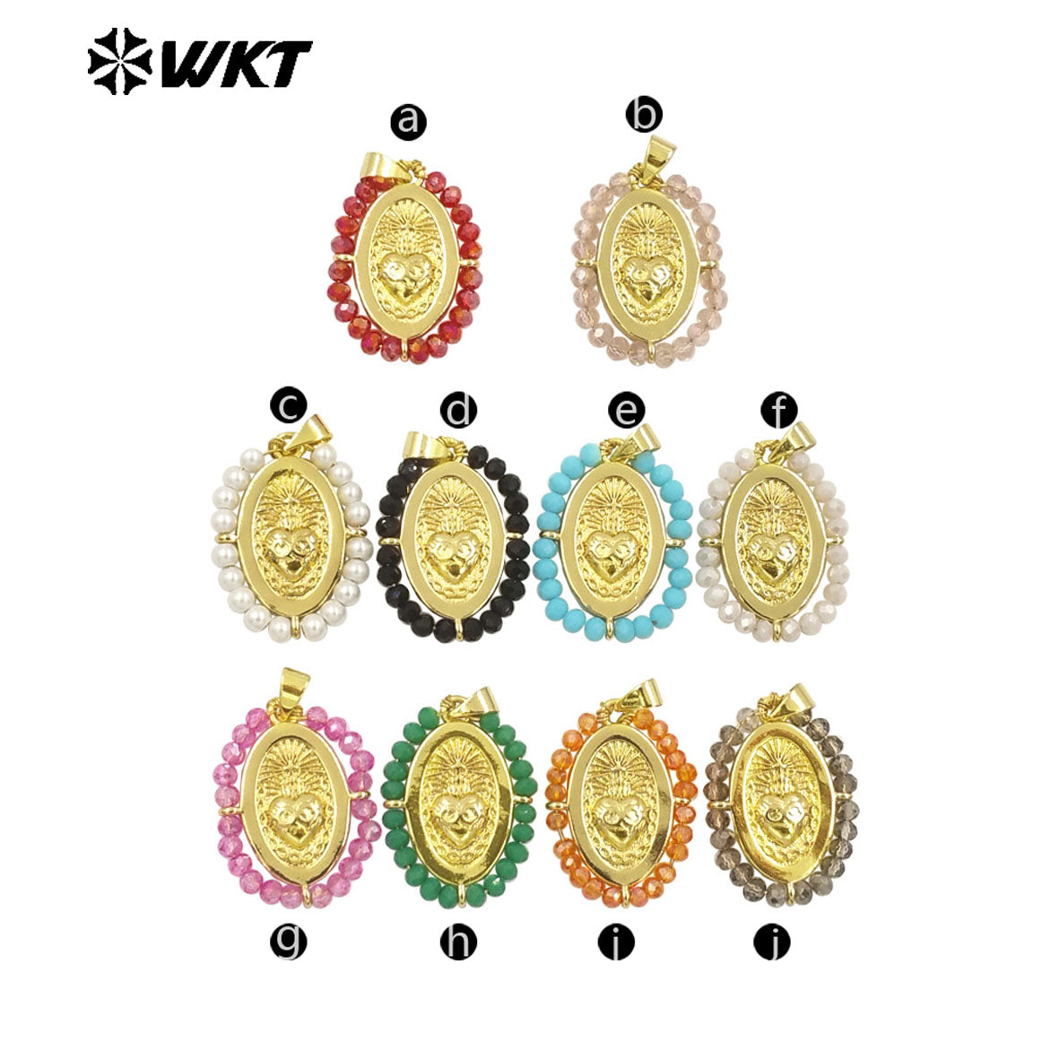 WT-MN993 New Spring Design 2024 Oval Shape Sant Heart Religious Gold Medal Necklace Women Jewelry