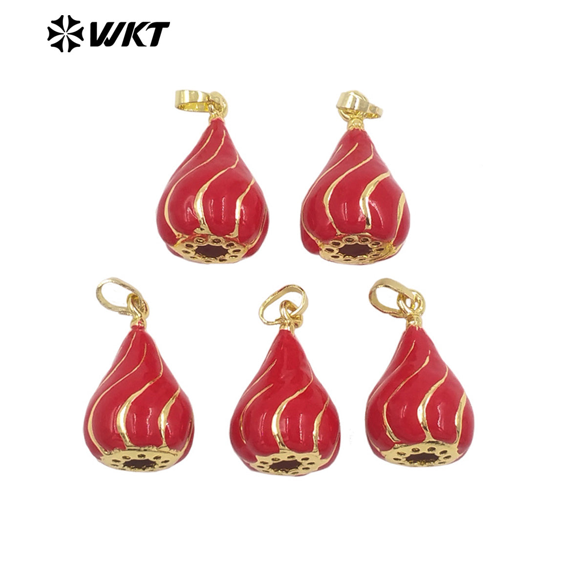 JFE153 Wholesale Exquisite Tiny Jewelry Finding Gold Plated Charm Pendant Yellow Brass With Drop Oil For Women Necklace DIY