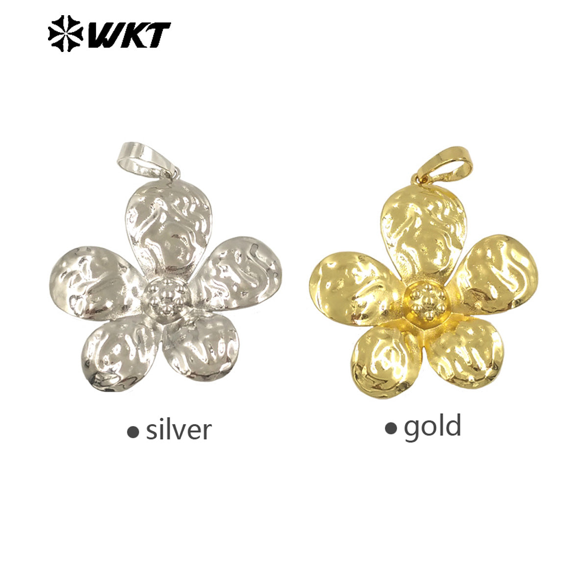 WT-P1989 Lovely Style 18K Gold Plated and Silver Natural Brass Stylish Pretty Floral Necklace Suitable for Daily Decoration