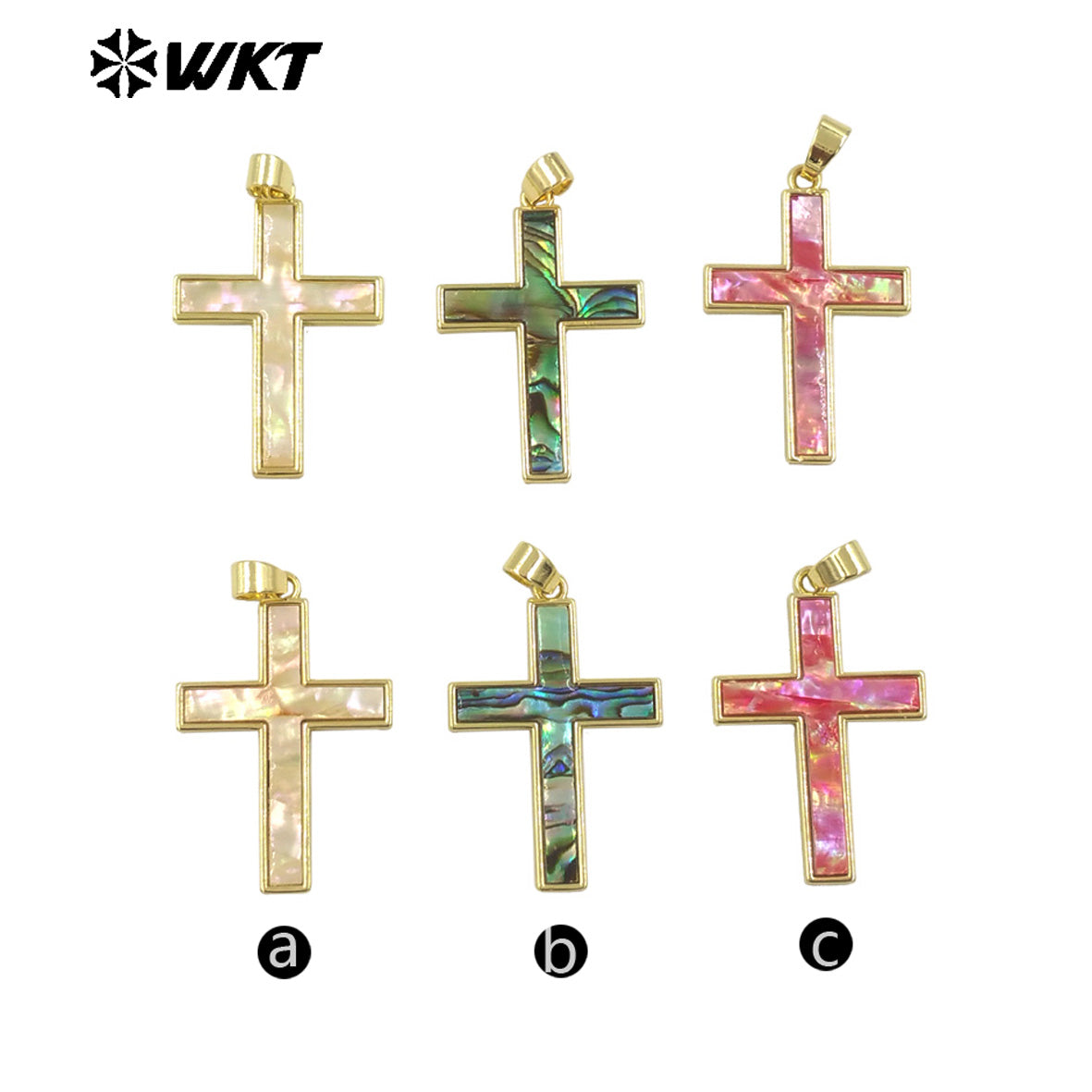 WT-JP378 Wholesale Newest Religious Christian Fashion Gold Natural Shell Cross Pendants for Unisex Jewelry Design