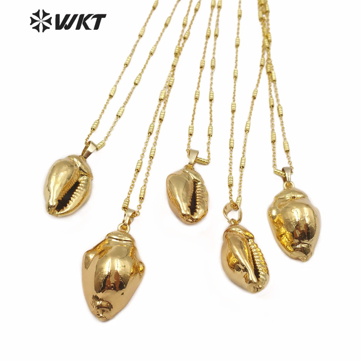 WT-JN081 Bohemian Style Natural Sea Shell Jewelry With 18K Full Gold Dipped for Women Shell Pendant Natural Cowrie Necklace