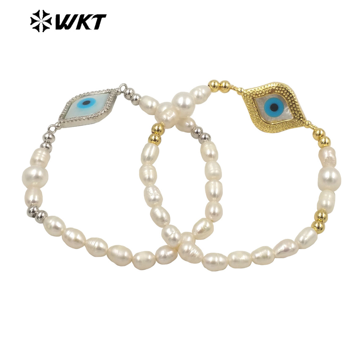 WT-MPB047 Fashion Irregular Pearl Diamond Natural Gemstone Eyes for Women Gifts Decorative Bracelet Pearl Bracelet