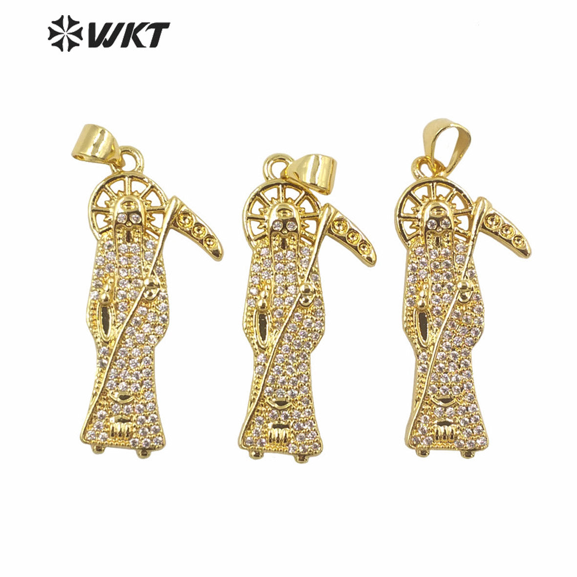 WT-MP280 Newest Vintage Style Female Deity Shaped Rectangle Shaped Cubic Zircon Madonna Design Pendant