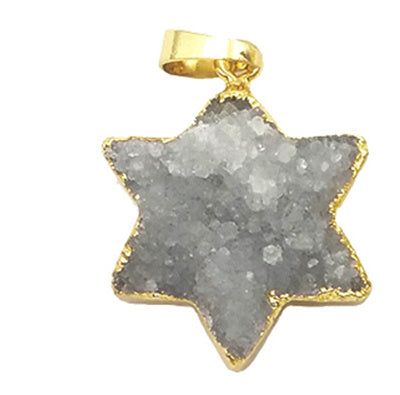 WT-P1508 Bohemian Natural Hexagonal Druzy Quartz Pendant Gold Plated Women Fashion Elegant Charm Jewelry Druzy Crystal Pendant