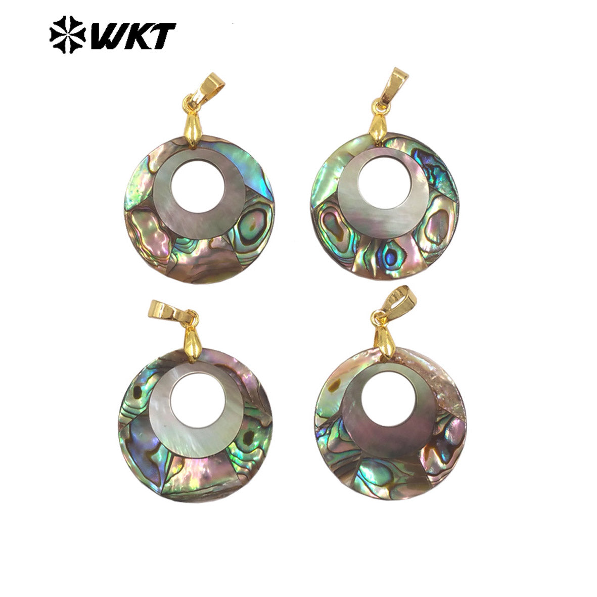 WT-JP429 Wholesale Good Quality Natural Abalone Shell With Hole Round Charm Pendant Fashion Design Jewelry Accessories