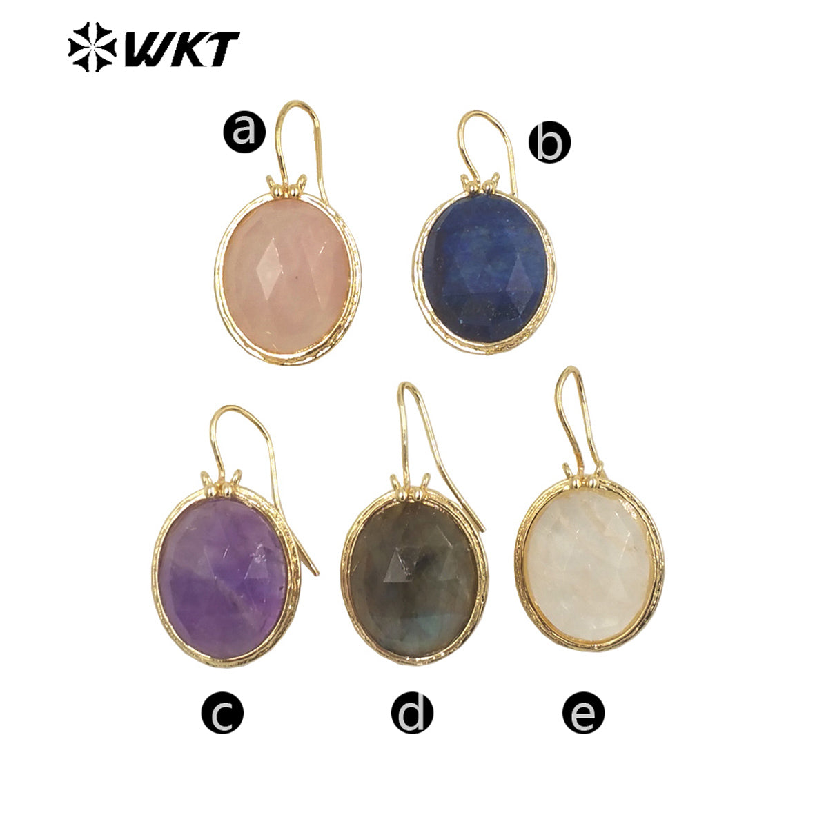 WT-E728 Amazing Colorful Long Charming Pendant Earrings Women 18k Gold Birthday Amethyst Gemstone Earrings in Drop