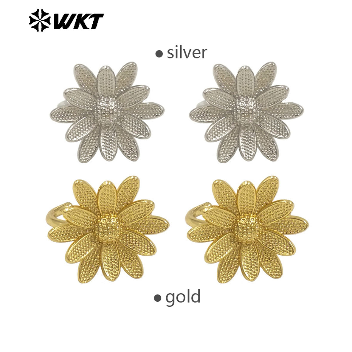 WT-R550 New Product Explosion Holy and Elegant 18K Gold Plated Bodhi Lotus Shape Natural Brass Ring for Women Daily Decoration