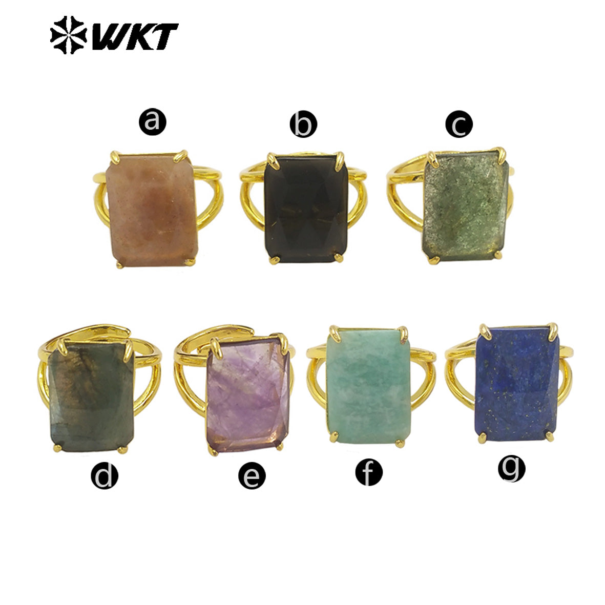 WT-R529 WKT New Design Gorgeous Natural Faceted Gemstone Claw Setting Square Amethyst Stone Anniversary Women Ring