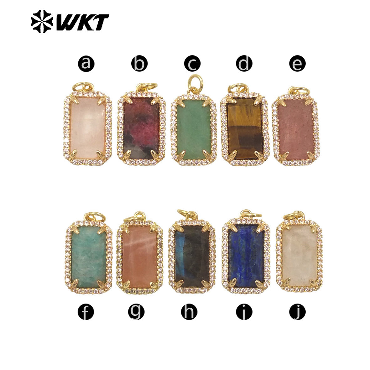 WT-P1973 Wholesale Fashion Gold Plated Cubic Zircon With Prong Setting Long Square Sun Stone Lady Jewelry Pendants