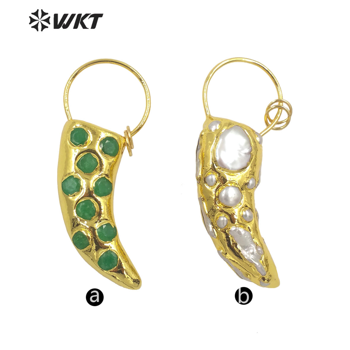 WT-JP296 Design Vintage Pearl Jade Pendant Elegant Pendant with 18k Real Gold Plated Women Pearl Pendant
