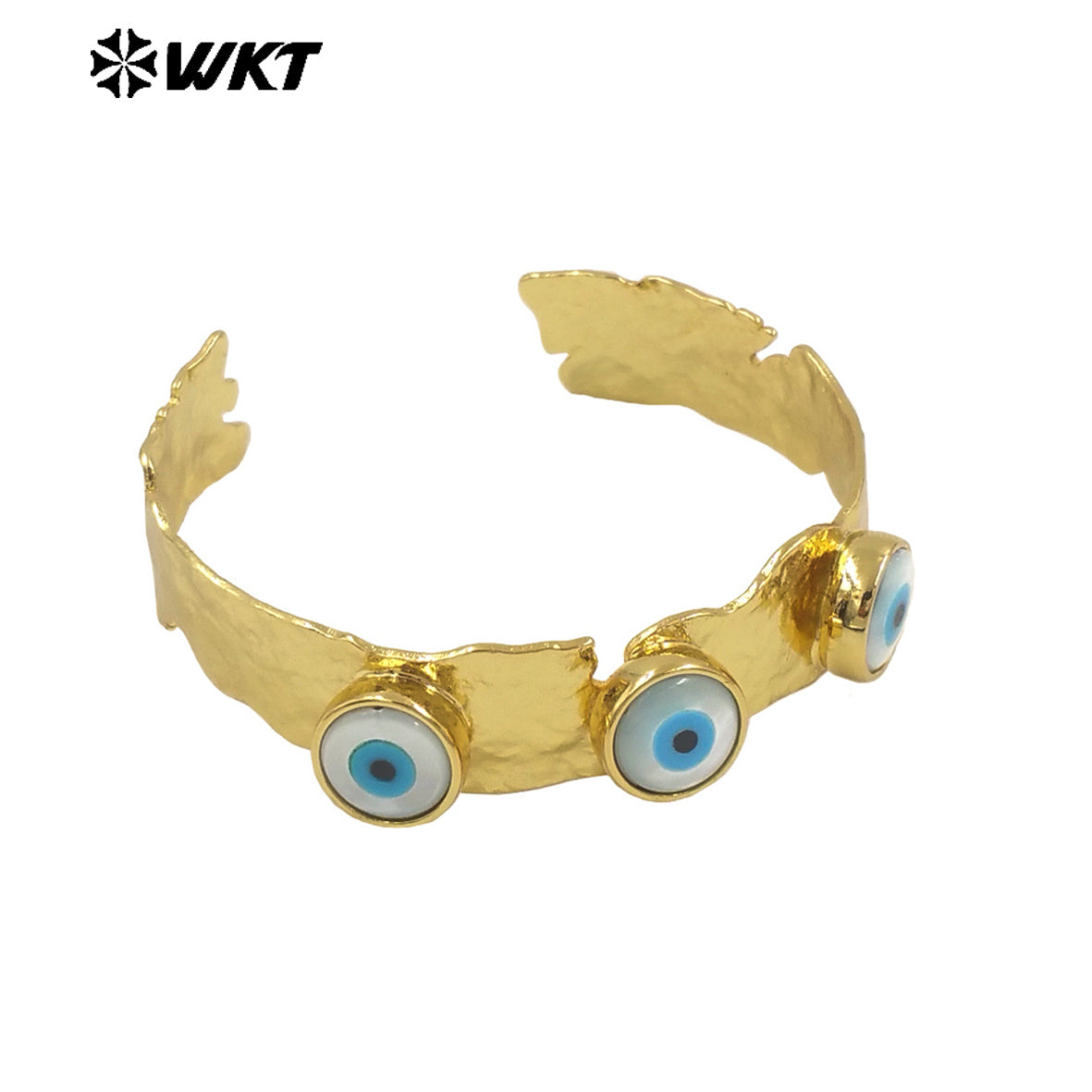 MPB108 WKT New Designer 18K Real Gold Plated Resist Tarnishable Triple 3 Round Turkey Shell Eye Bangle Lovely Jewelry
