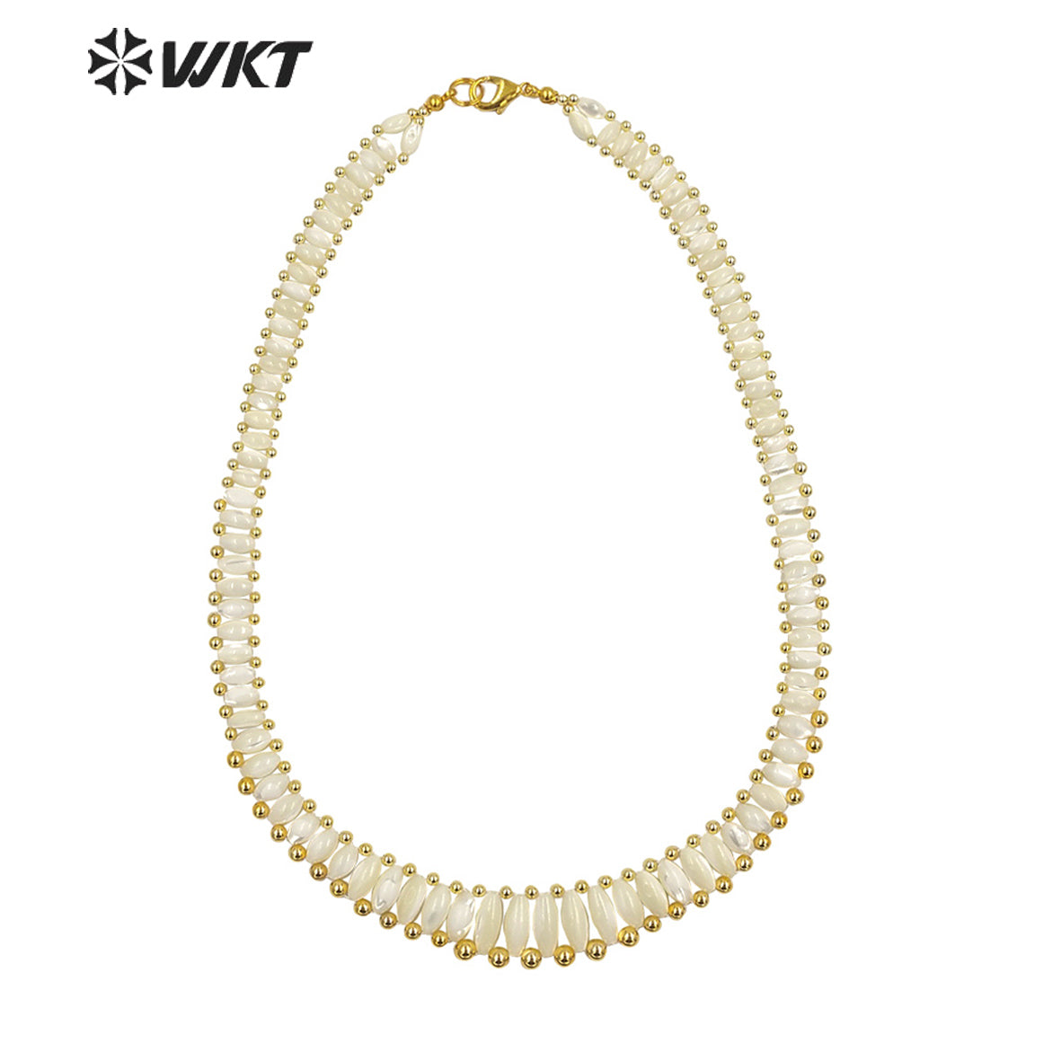 WT-JN223 Handmade Bohemian Natural White Shell Necklace 21 Inch Long Purity Strand Beads Wedding Summer Necklace
