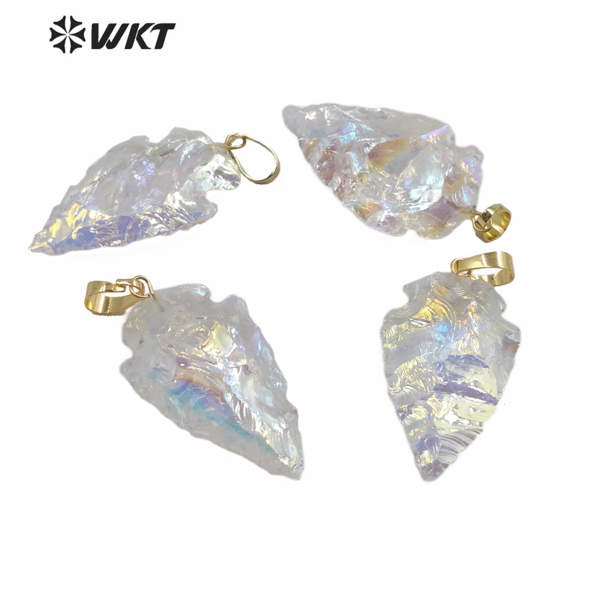 WT-P1542 Wholesale Fashion Natural Quartz Stone Arrowhead Pendant Women Aura Quartz Arrowhead Pendant in Small Size
